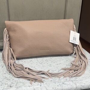Dolce Vita Shea Large Clutch Cafe Soft Pebble Leather Bag AUTHENTIC NWT